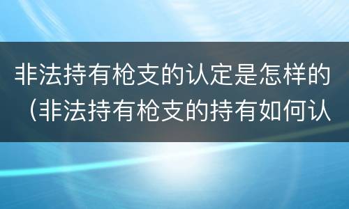 非法持有枪支的认定是怎样的（非法持有枪支的持有如何认定）