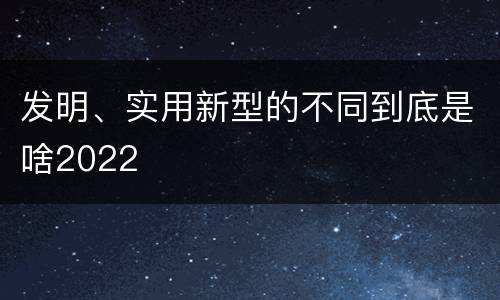 发明、实用新型的不同到底是啥2022