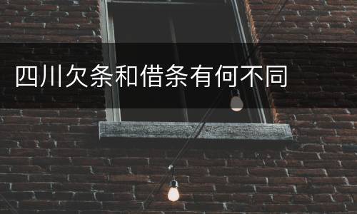 四川欠条和借条有何不同