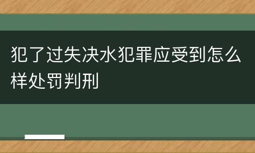 犯了过失决水犯罪应受到怎么样处罚判刑