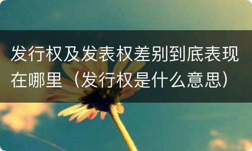 发行权及发表权差别到底表现在哪里（发行权是什么意思）