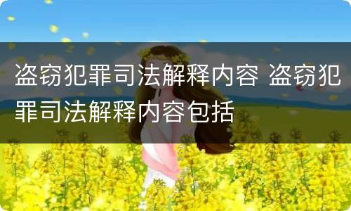盗窃犯罪司法解释内容 盗窃犯罪司法解释内容包括