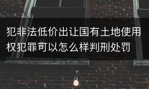 犯非法低价出让国有土地使用权犯罪可以怎么样判刑处罚