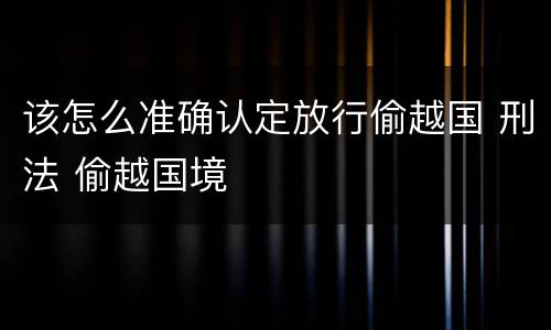 该怎么准确认定放行偷越国 刑法 偷越国境