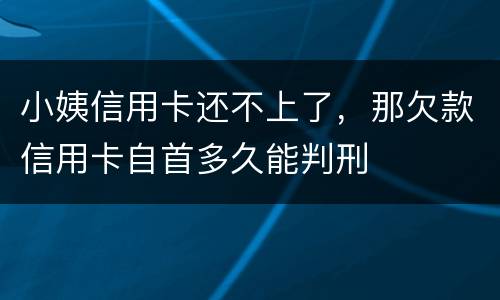 小姨信用卡还不上了，那欠款信用卡自首多久能判刑
