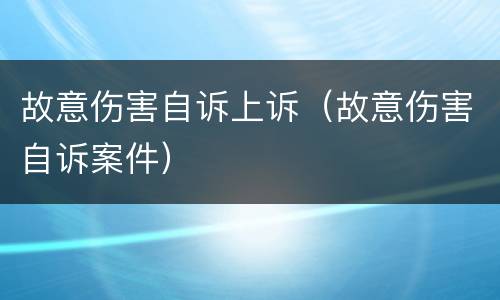 故意伤害自诉上诉（故意伤害自诉案件）