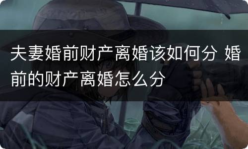 夫妻婚前财产离婚该如何分 婚前的财产离婚怎么分