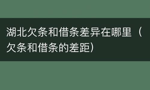 湖北欠条和借条差异在哪里（欠条和借条的差距）