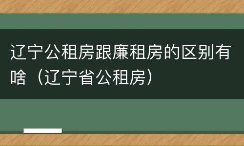 辽宁公租房跟廉租房的区别有啥（辽宁省公租房）