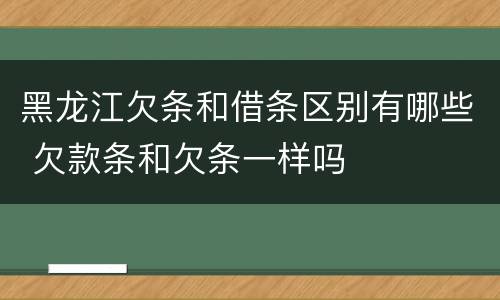 黑龙江欠条和借条区别有哪些 欠款条和欠条一样吗