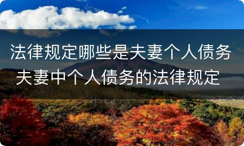 法律规定哪些是夫妻个人债务 夫妻中个人债务的法律规定