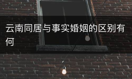 云南同居与事实婚姻的区别有何