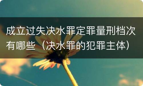 成立过失决水罪定罪量刑档次有哪些（决水罪的犯罪主体）
