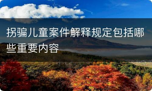 拐骗儿童案件解释规定包括哪些重要内容