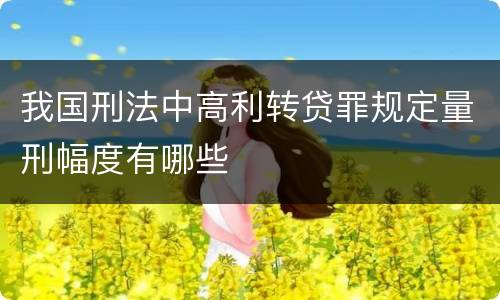 我国刑法中高利转贷罪规定量刑幅度有哪些