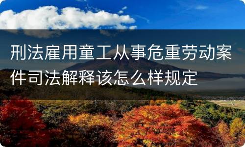 刑法雇用童工从事危重劳动案件司法解释该怎么样规定