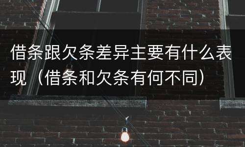 借条跟欠条差异主要有什么表现（借条和欠条有何不同）