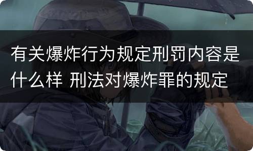 有关爆炸行为规定刑罚内容是什么样 刑法对爆炸罪的规定