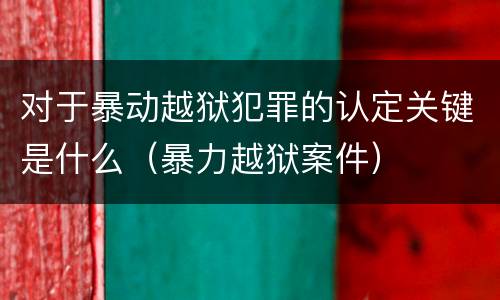 对于暴动越狱犯罪的认定关键是什么（暴力越狱案件）