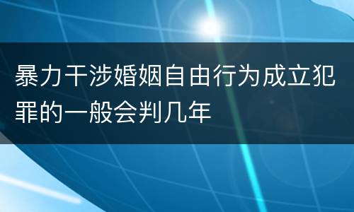 暴力干涉婚姻自由行为成立犯罪的一般会判几年