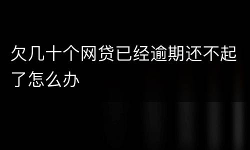 欠几十个网贷已经逾期还不起了怎么办