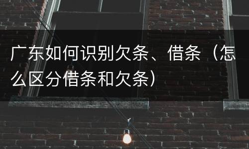 广东如何识别欠条、借条（怎么区分借条和欠条）