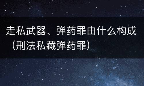走私武器、弹药罪由什么构成（刑法私藏弹药罪）