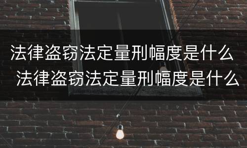 法律盗窃法定量刑幅度是什么 法律盗窃法定量刑幅度是什么