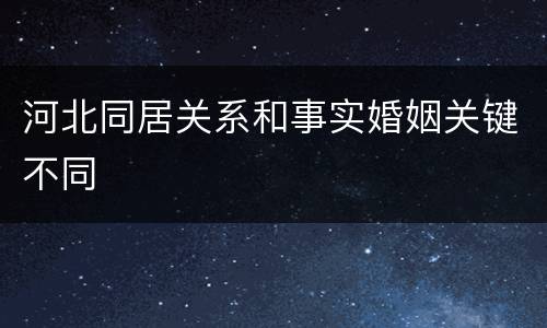河北同居关系和事实婚姻关键不同