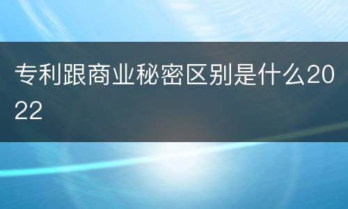 专利跟商业秘密区别是什么2022