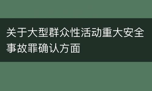 关于大型群众性活动重大安全事故罪确认方面