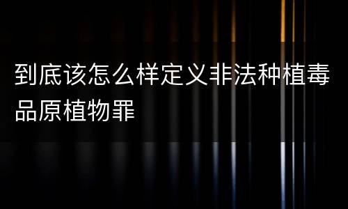 到底该怎么样定义非法种植毒品原植物罪
