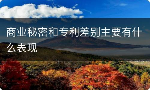 商业秘密和专利差别主要有什么表现