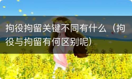 拘役拘留关键不同有什么（拘役与拘留有何区别呢）