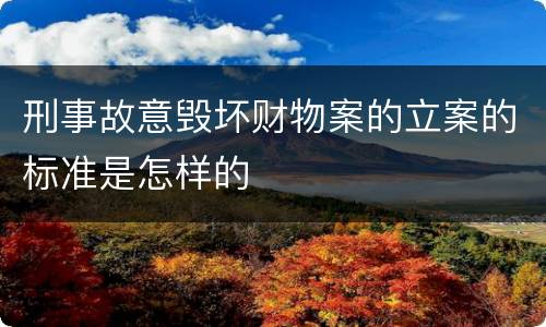 刑事故意毁坏财物案的立案的标准是怎样的