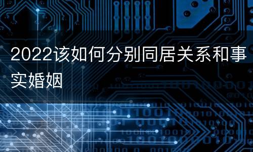 2022该如何分别同居关系和事实婚姻