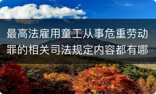 最高法雇用童工从事危重劳动罪的相关司法规定内容都有哪些