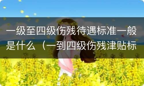 一级至四级伤残待遇标准一般是什么（一到四级伤残津贴标准）