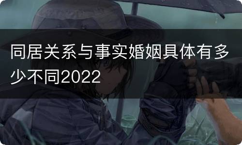 同居关系与事实婚姻具体有多少不同2022