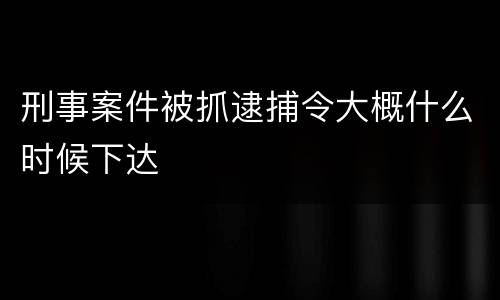 刑事案件被抓逮捕令大概什么时候下达