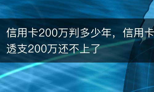 信用卡200万判多少年，信用卡透支200万还不上了