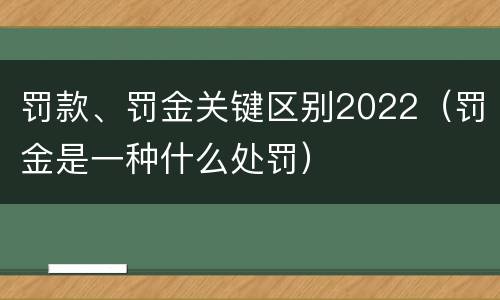 罚款、罚金关键区别2022（罚金是一种什么处罚）