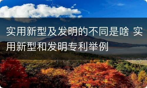 实用新型及发明的不同是啥 实用新型和发明专利举例