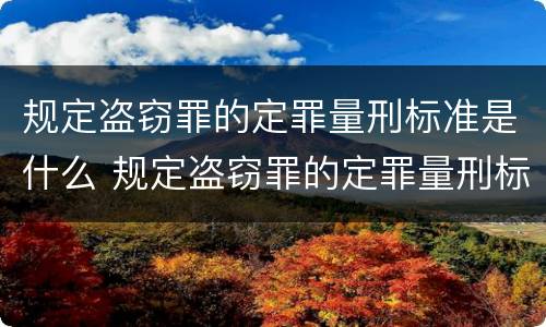 规定盗窃罪的定罪量刑标准是什么 规定盗窃罪的定罪量刑标准是什么意思