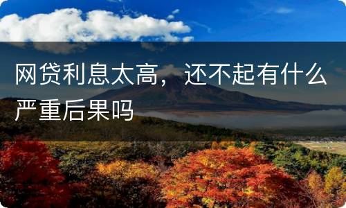 网贷利息太高，还不起有什么严重后果吗