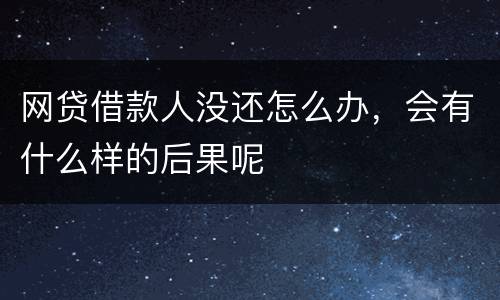网贷借款人没还怎么办，会有什么样的后果呢