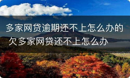 多家网贷逾期还不上怎么办的 欠多家网贷还不上怎么办