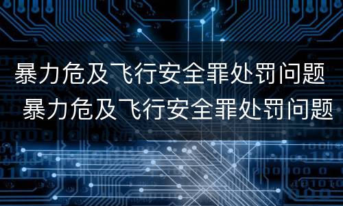 暴力危及飞行安全罪处罚问题 暴力危及飞行安全罪处罚问题研究