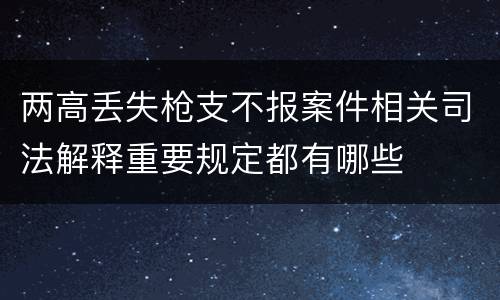 两高丢失枪支不报案件相关司法解释重要规定都有哪些