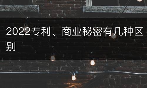 2022专利、商业秘密有几种区别